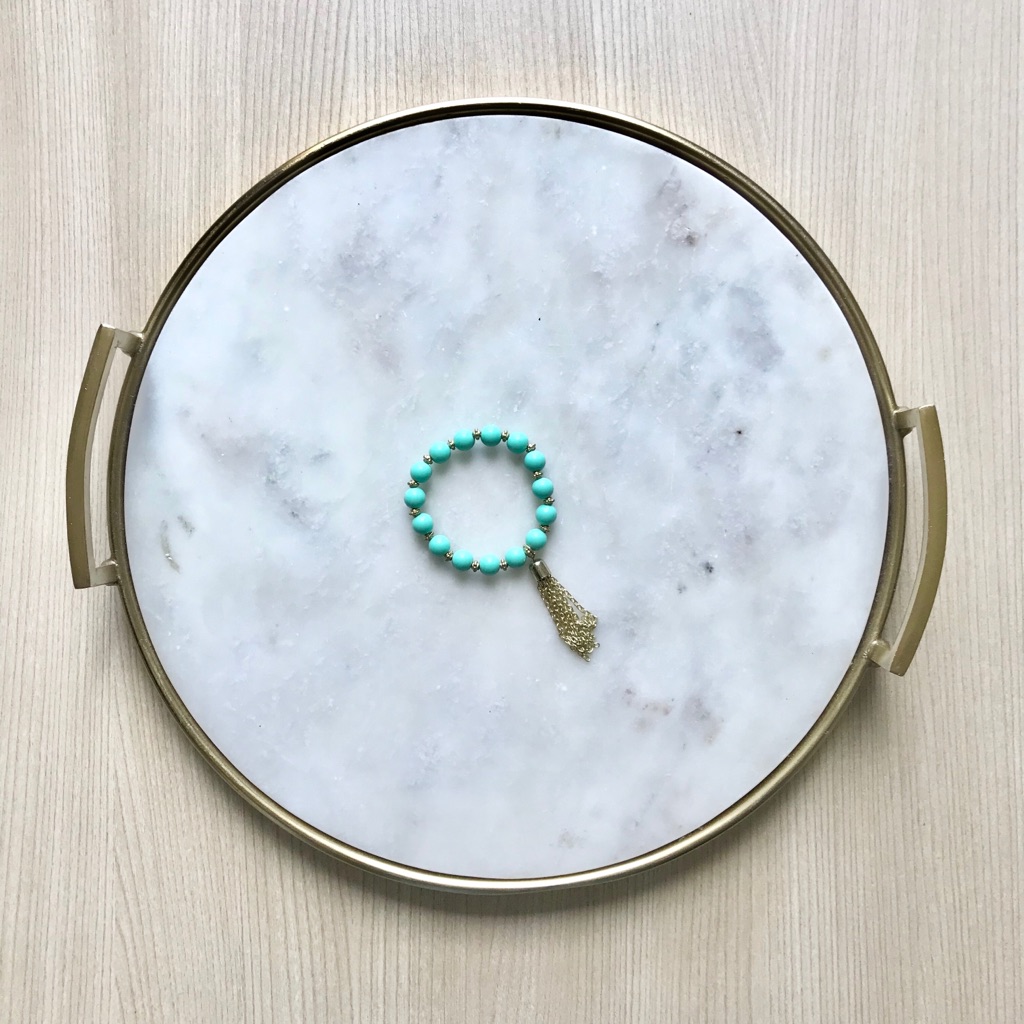 Turquoise Beaded Tassel Chain Bracelet 10$
